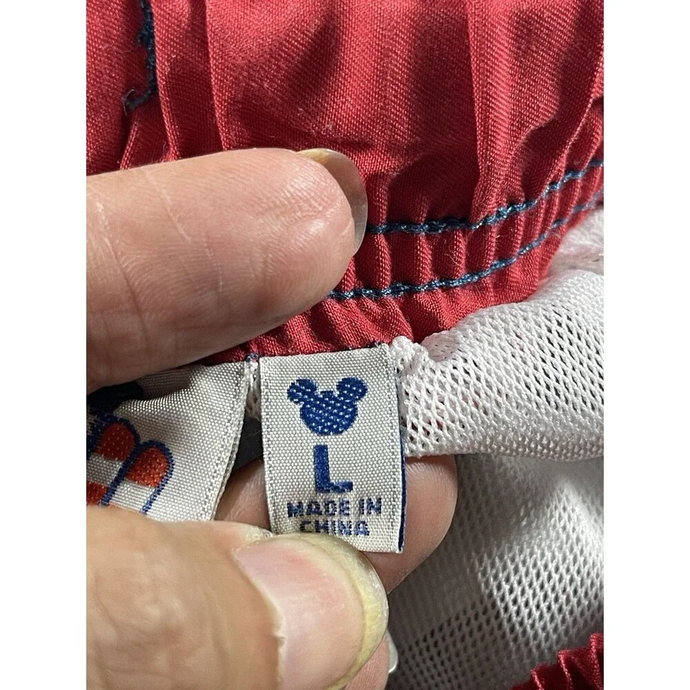 Disney Junk Food Mickey Mouse Swim Trunks Blue Red White Striped Men's Large